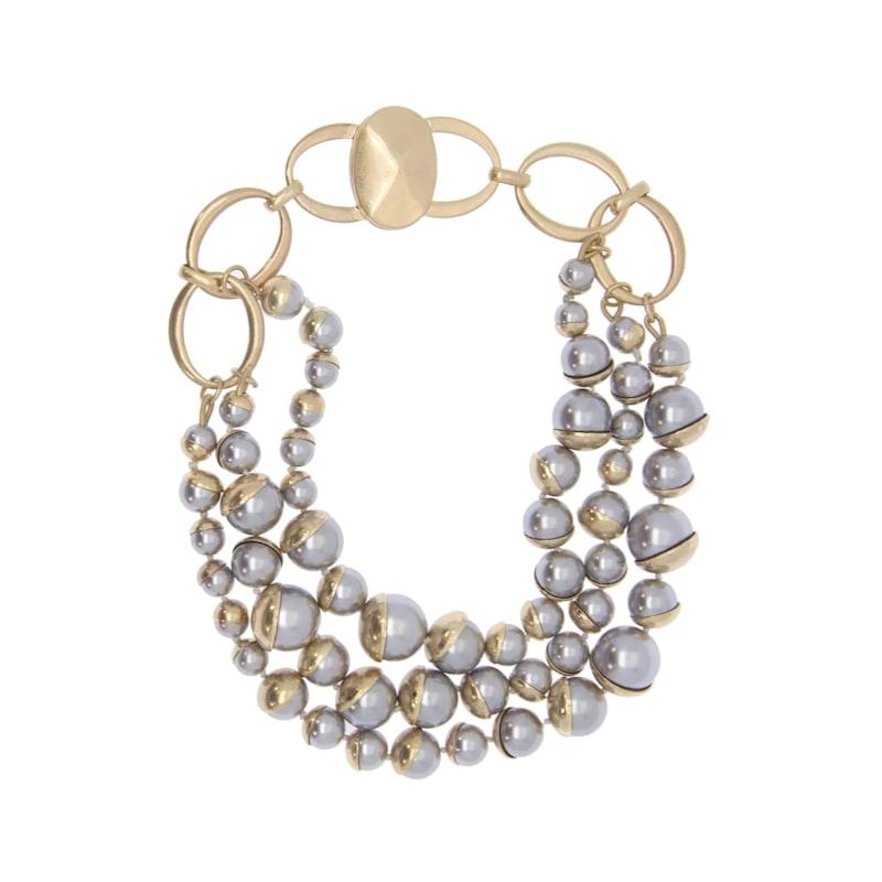 Thumbnail of Half Moon Pearl Statement Necklace Grey image