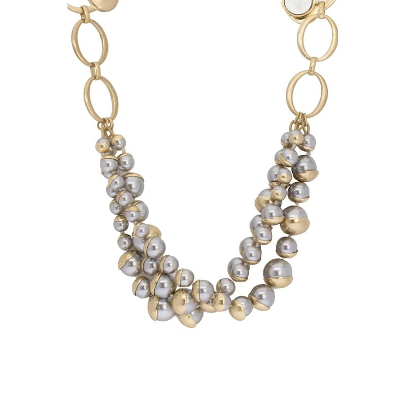 Thumbnail of Half Moon Pearl Statement Necklace Grey image