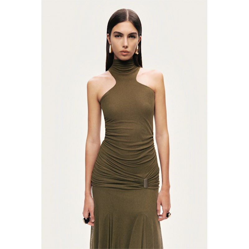 Thumbnail of Halter Neck Draped Maxi Dress image