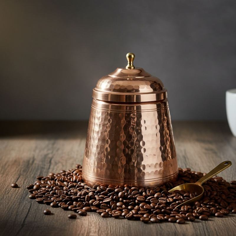 Thumbnail of Hammered Solid Copper Storage Jar With Tin-Lined Interior image