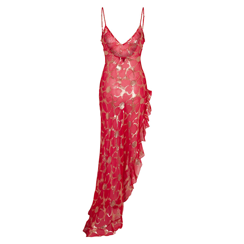 Delfi Collective Lara Chiffon Dress - Red/gold