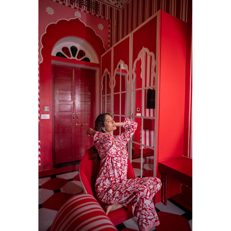 Thumbnail of Hand Block Printed Pj's - Vintage Red image