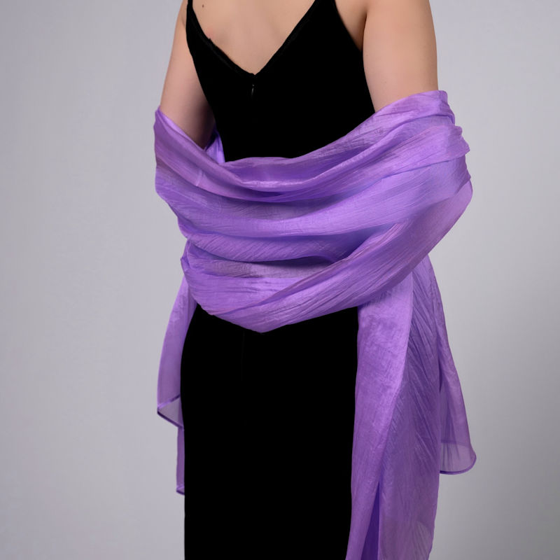 Lavender Mulberry Silk Scarf – Wedding Guest & Evening Shawl