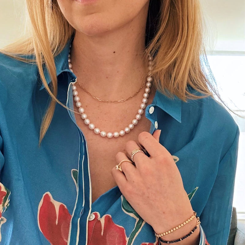 Thumbnail of Hand-Knotted Freshwater Pearl Necklace - Pink Silk image