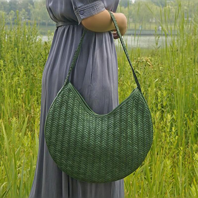Thumbnail of Hand Weaving Leather Shoulder 'Susanna' - Green image