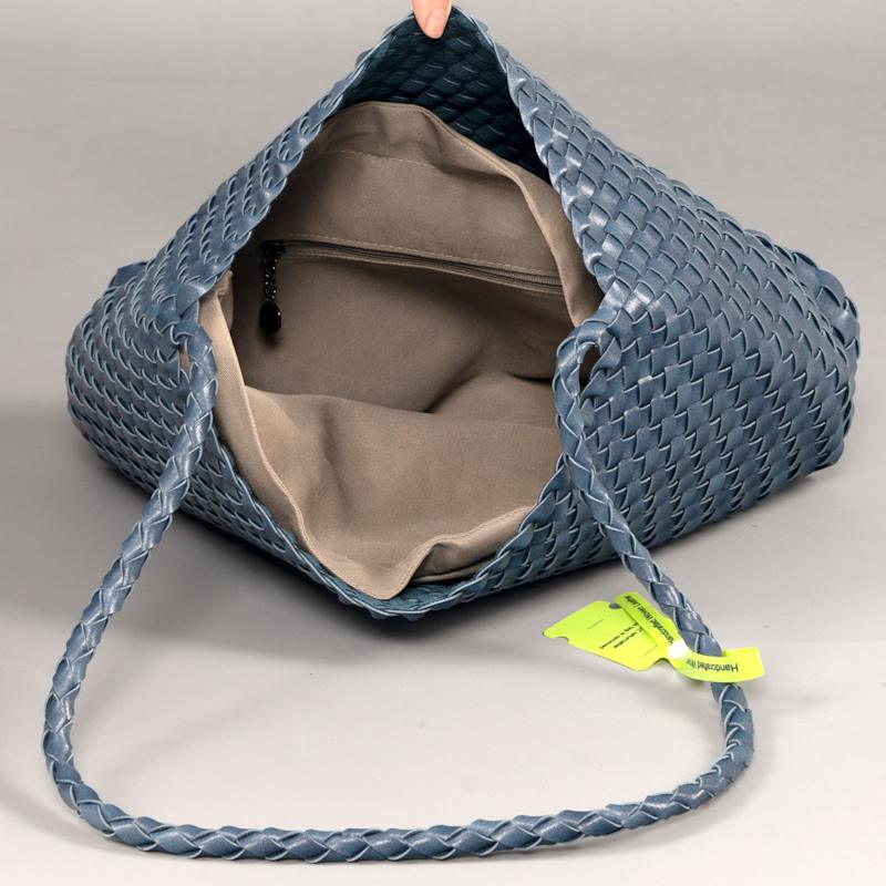 Thumbnail of Hand Weaving Vegan Leather Shoulder Bag 'Suzy' - Brown image
