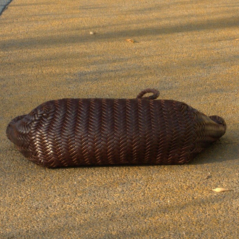 Thumbnail of Hand Woven Leather Handbag 'Vittoria' - Dark Brown image