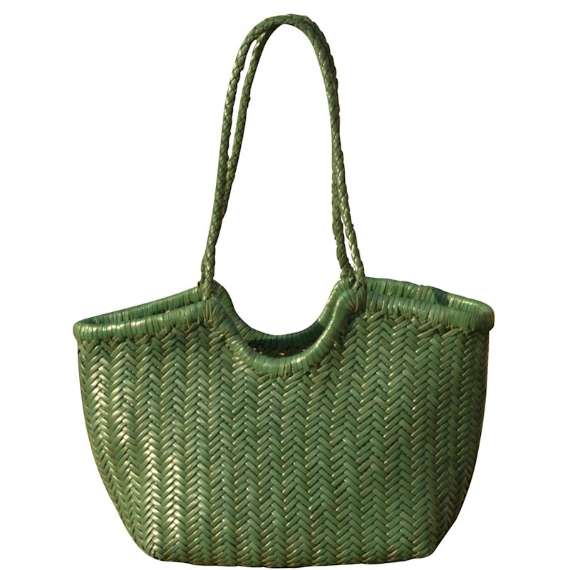 Thumbnail of Hand Woven Leather Handbag 'Vittoria' - Green image