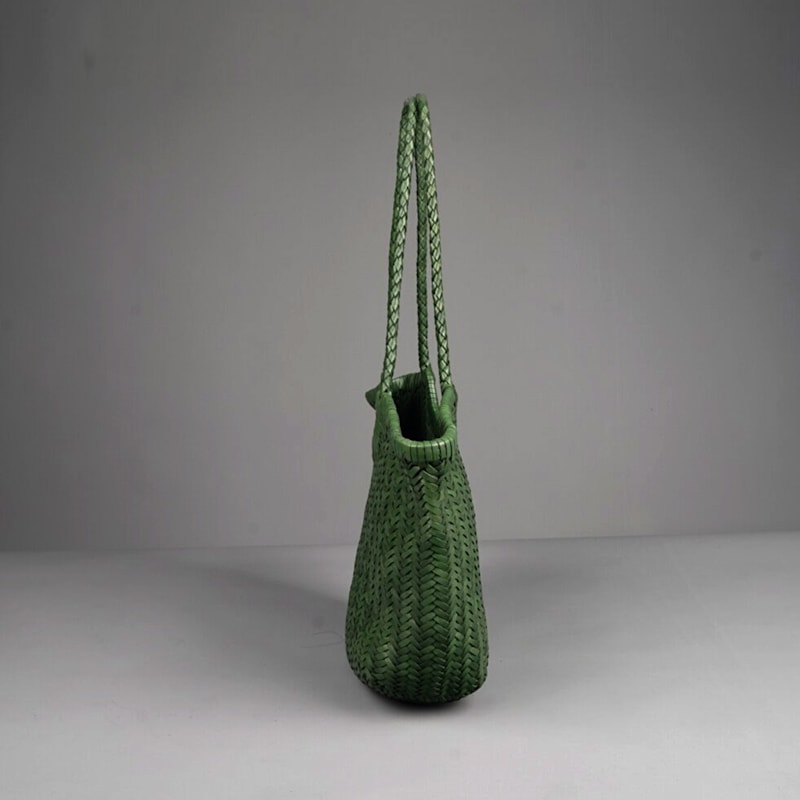 Thumbnail of Hand Woven Leather Handbag 'Vittoria' - Green image