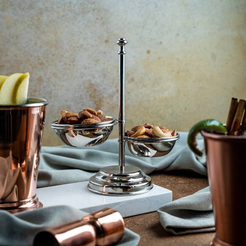 Thumbnail of Copper Double Bowl Serving Stand image