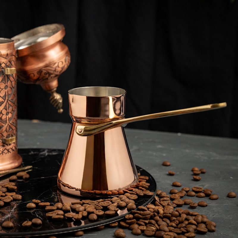 Thumbnail of Copper Turkish Coffee Pot With Brass Handle image