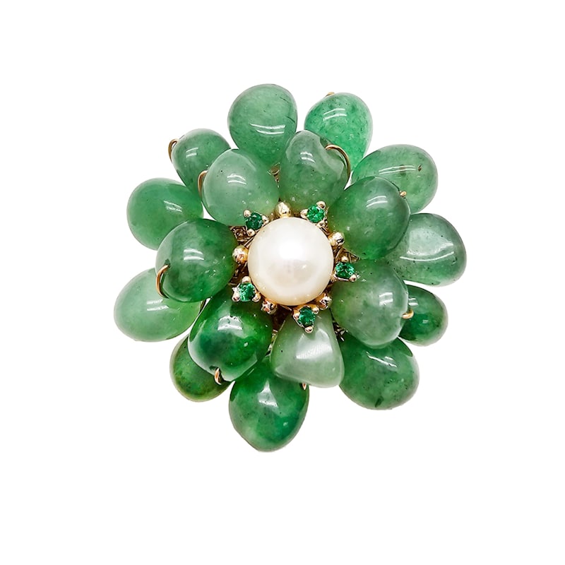 Thumbnail of Handcrafted Flower Shaped Aventurine Brooch image