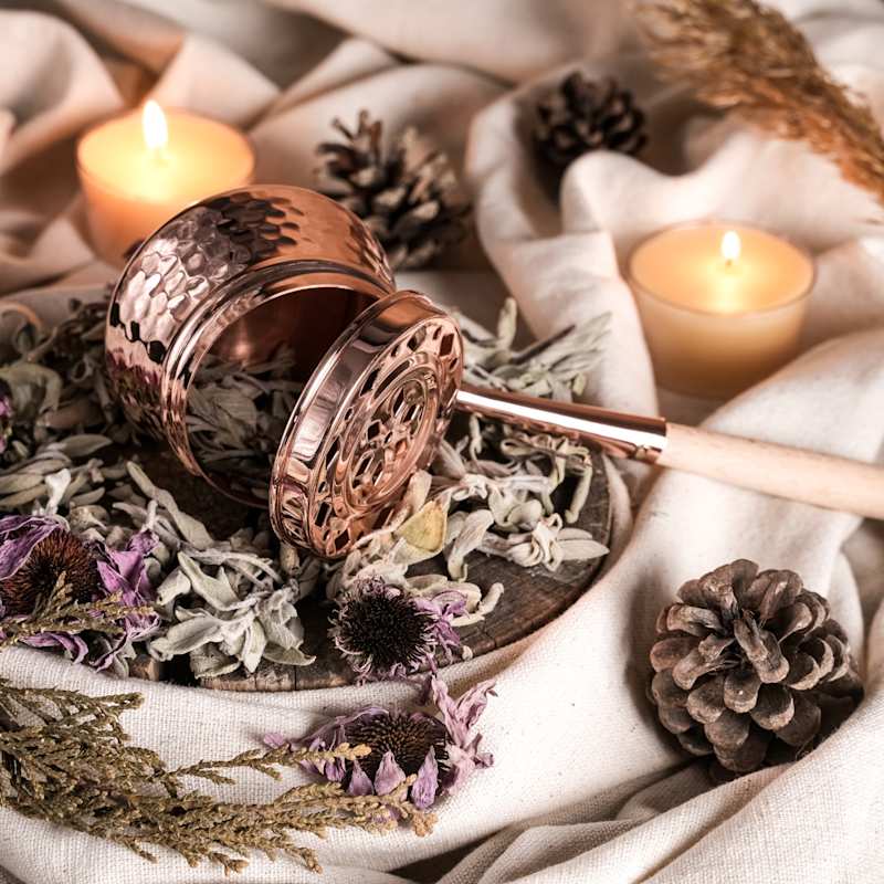 Thumbnail of Hammered Copper Incense Burner Aromatherapy Holder image