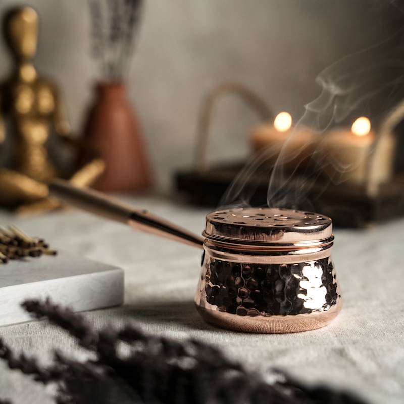 Thumbnail of Hammered Copper Incense Burner Aromatherapy Holder image