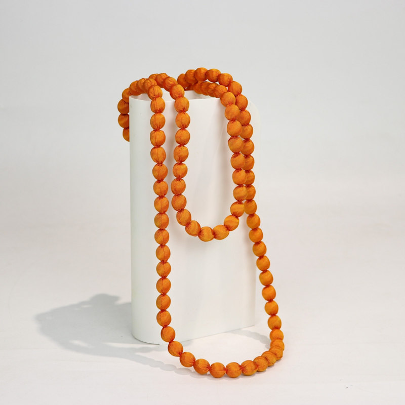 Thumbnail of Handcrafted Silk Beads Orange Necklace image