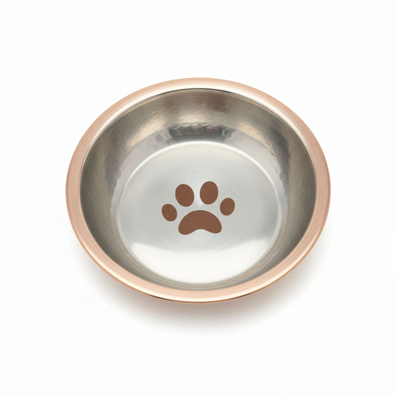 Thumbnail of Handcrafted Solid Copper Paw Design Pet Bowl image