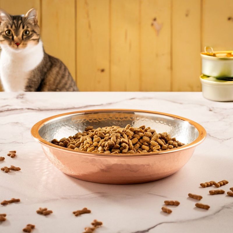 Thumbnail of Handcrafted Solid Copper Paw Design Pet Bowl image