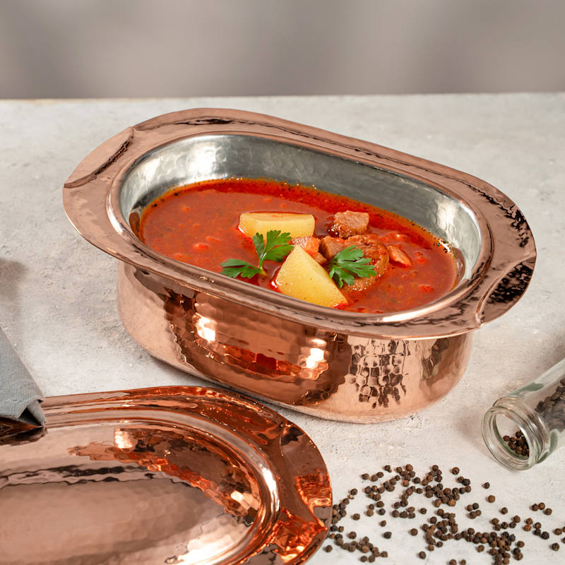 Thumbnail of Handmade Solid Copper Casserole With Lid image