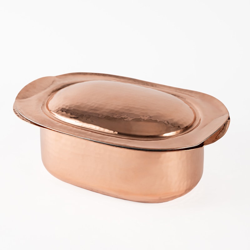 Thumbnail of Handmade Solid Copper Casserole With Lid image