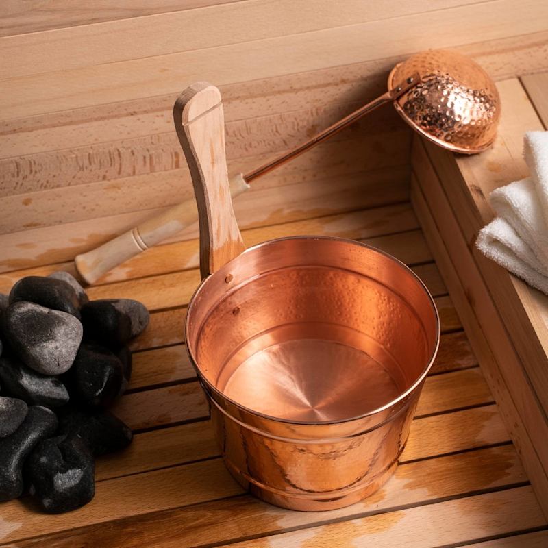 Thumbnail of Pure Copper Sauna Bucket & Ladle Set image