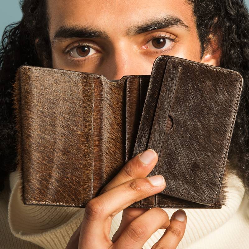 Thumbnail of Handmade Cow Hair-On-Hide Bifold Wallet – Minimal Leather Wallet image