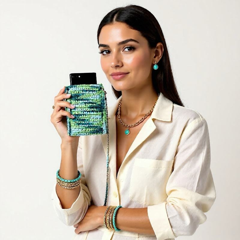 Thumbnail of Handmade Crochet Phone Case -Lime Green image