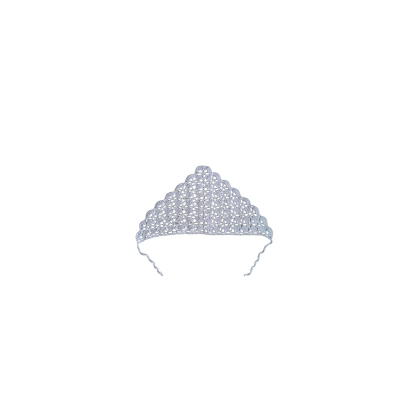 Thumbnail of Handmade Crochet White Triangle Bandana – Detailed Motif Design image