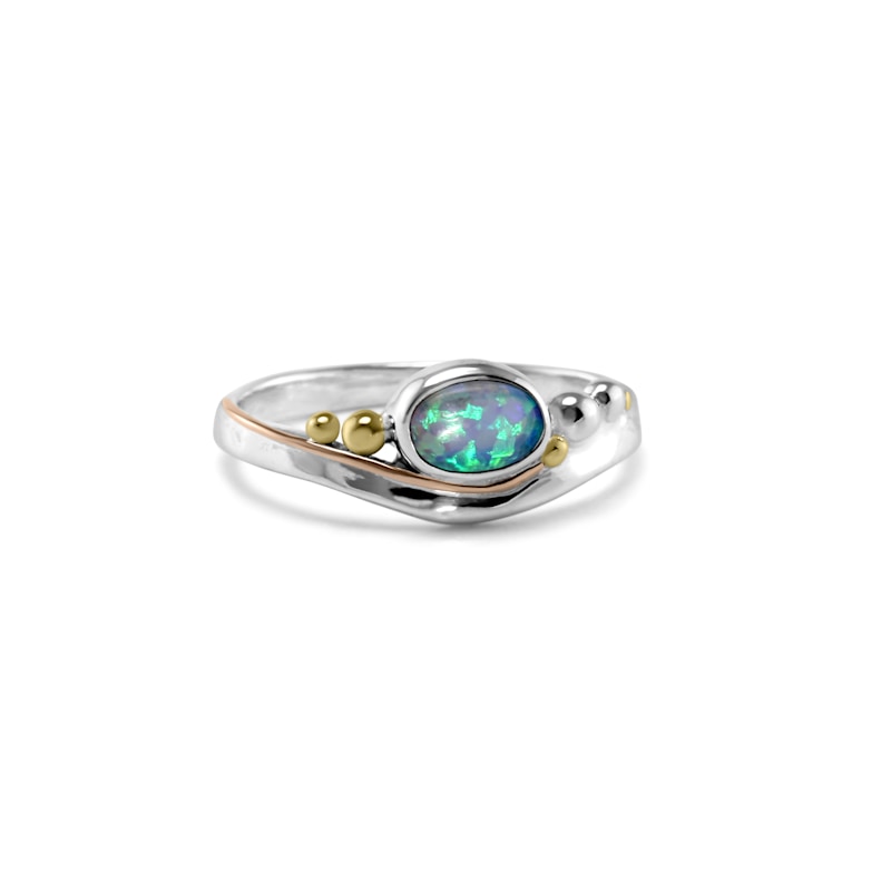Thumbnail of Handmade Dainty Blue Opal Ring image
