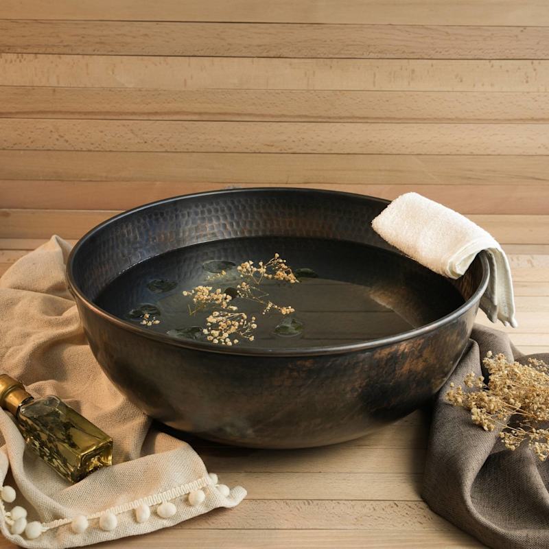 Thumbnail of Hammered Dark Copper Foot Spa Bowl image