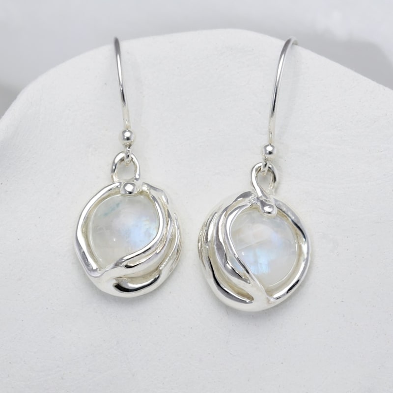 Thumbnail of Handmade Fiery Moonstone Drop Earrings image
