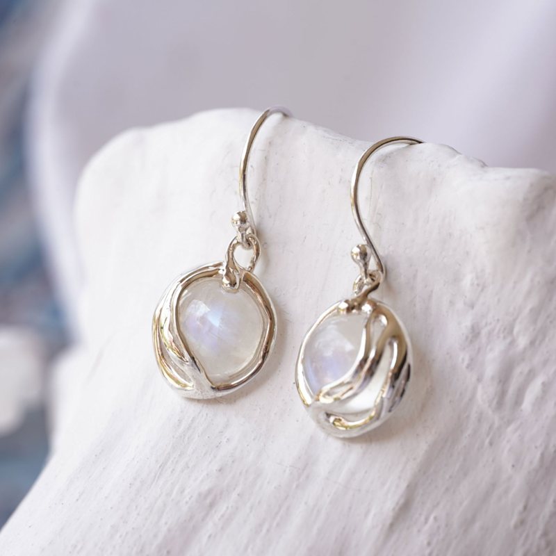 Thumbnail of Handmade Fiery Moonstone Drop Earrings image