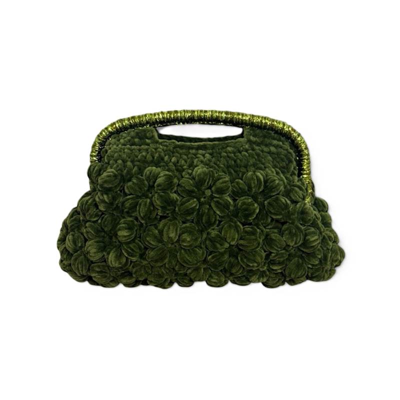 Thumbnail of Handmade Green Floral Velvet Crochet Designer Bag – A Unique And Statement-Made Piece image