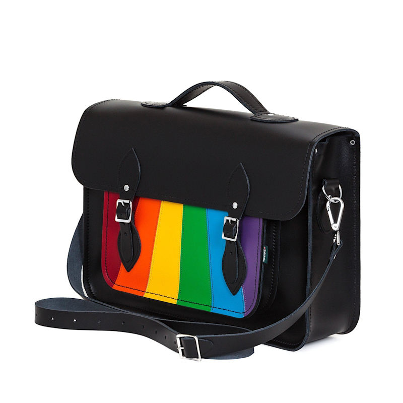 Thumbnail of Handmade Leather 16 Inch Satchel - Pride Rainbow image