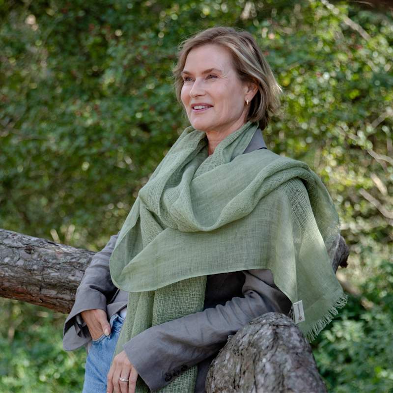 Thumbnail of Handmade Light Khaki Linen Scarf image