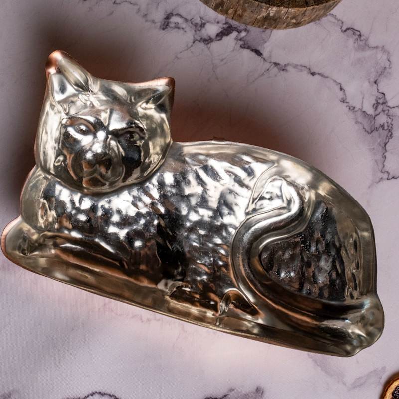 Thumbnail of Copper Cat Cake Mould Tin-Lined Vintage Style image