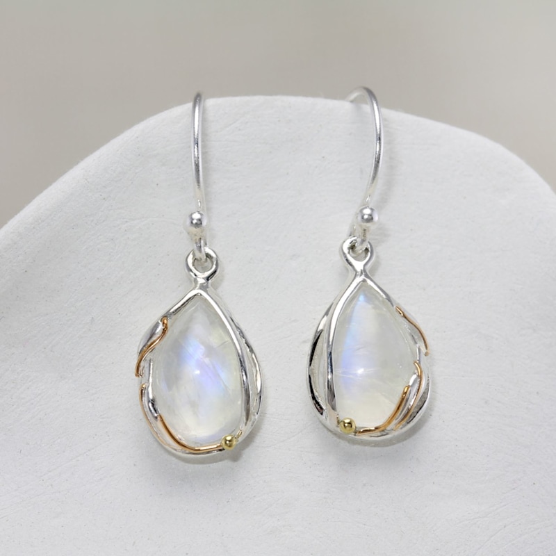 Thumbnail of Handmade Rainbow Moonstone Droplet Earrings image
