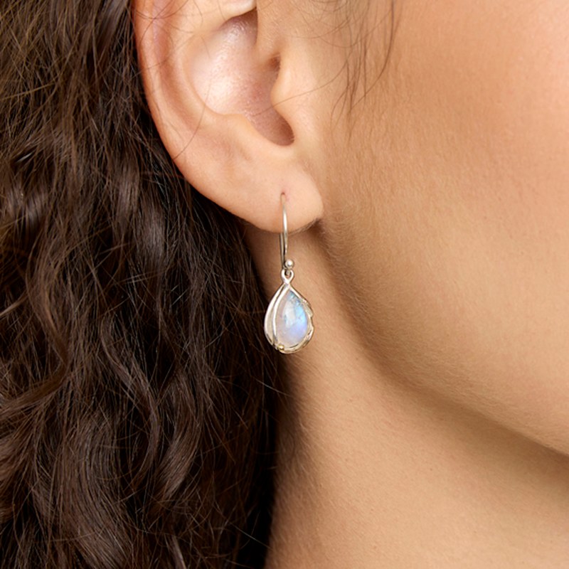 Thumbnail of Handmade Rainbow Moonstone Droplet Earrings image