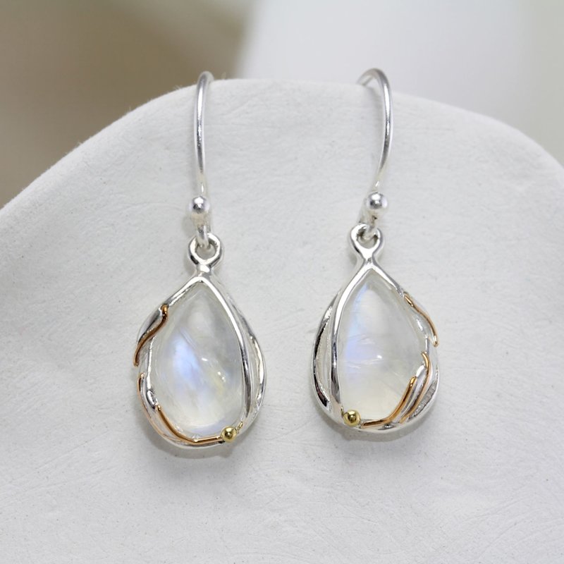 Thumbnail of Handmade Rainbow Moonstone Droplet Earrings image