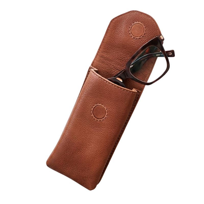 Thumbnail of Handmade Soft Leather Glasses Sunglasses Case - Tan image
