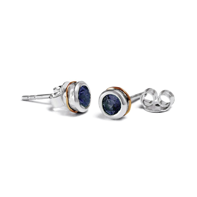 Thumbnail of Handmade Sterling Silver Sapphire Stud Earrings image