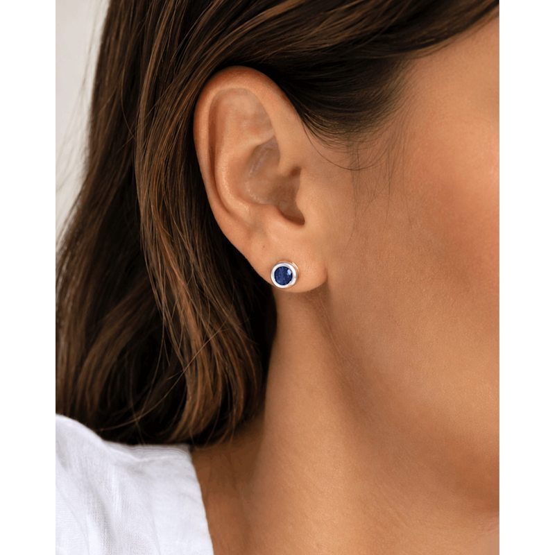 Thumbnail of Handmade Sterling Silver Sapphire Stud Earrings image