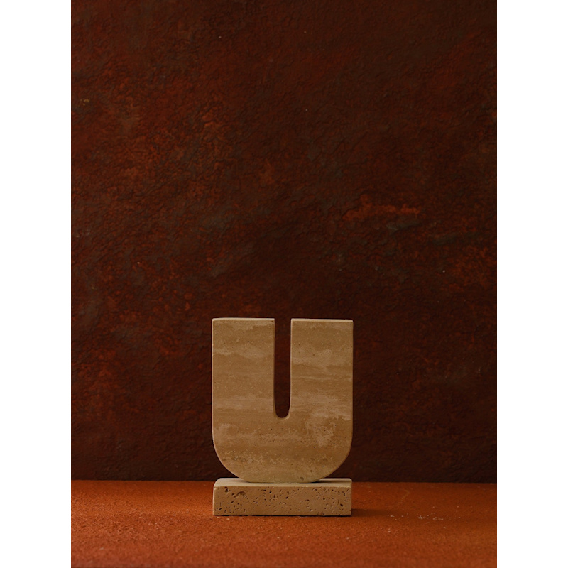 U-Shaped Travertine Decorative Object, Handmade | MARLETH | Wolf & Badger