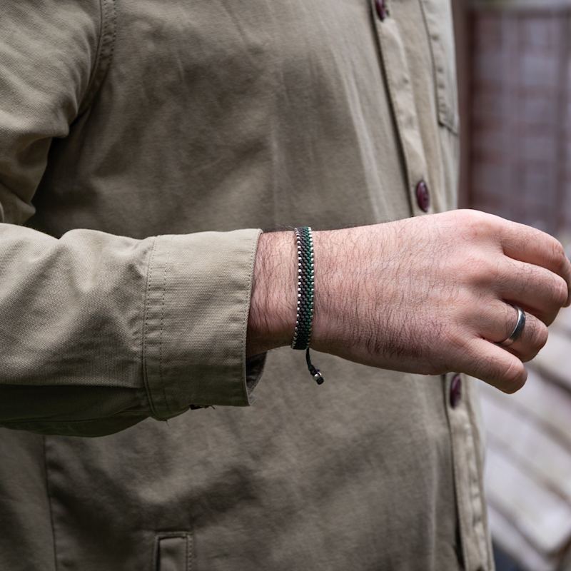 Thumbnail of Handmade Waterproof Green & Brown Cord Bracelet For Men – British Connection image