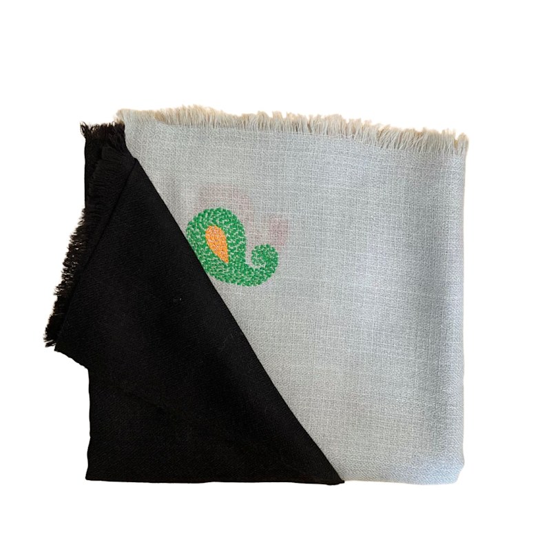 Thumbnail of Handmade Wool Silk Black Grey Scarf image