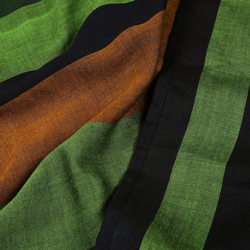 Thumbnail of Handwoven Green And  Brown Striped Kaftan Dress – Earthy, Breezy, Effortlessly Chic image