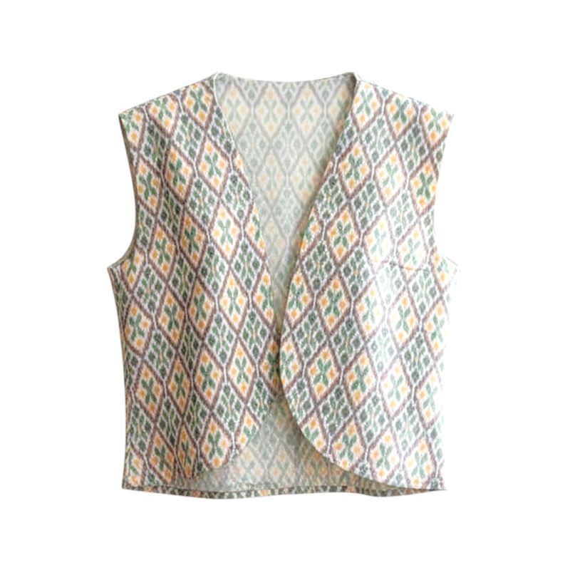 Thumbnail of Handwoven Ikat Silk Vest – Bold Pattern, Effortless Charm - Statement Waistcoat image
