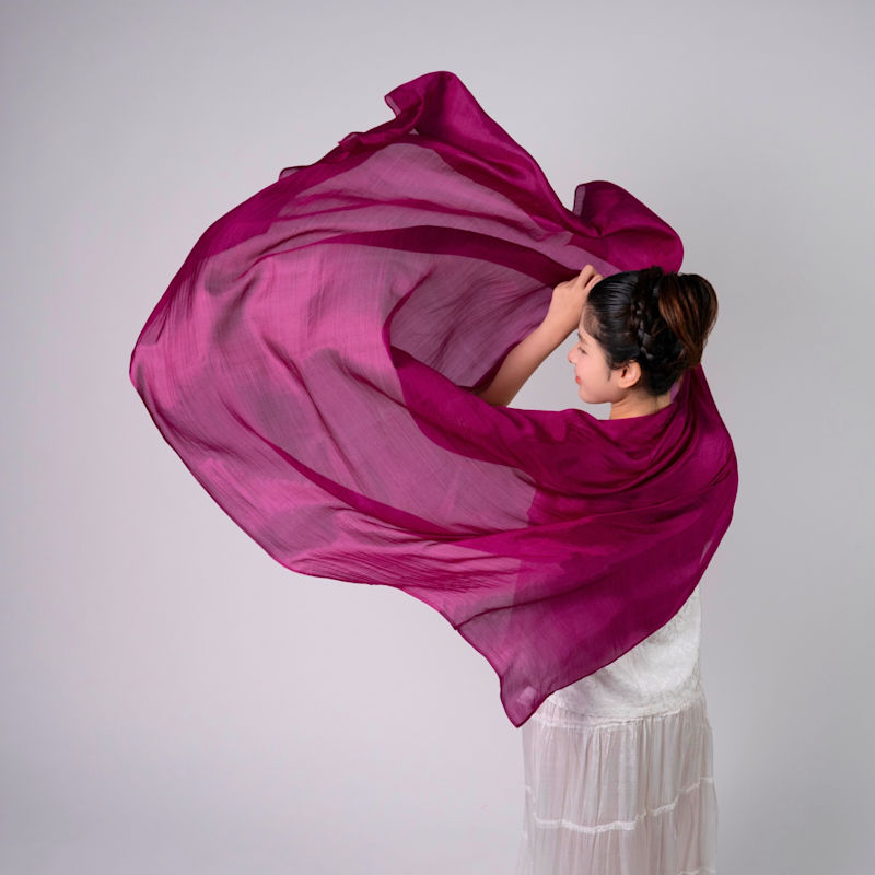 Thumbnail of Handwoven Mulberry Silk Scarf – Deep Fuchsia – Lightweight & Sheer image