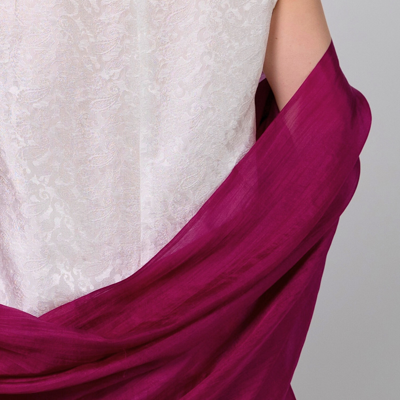 Thumbnail of Handwoven Mulberry Silk Scarf – Deep Fuchsia – Lightweight & Sheer image