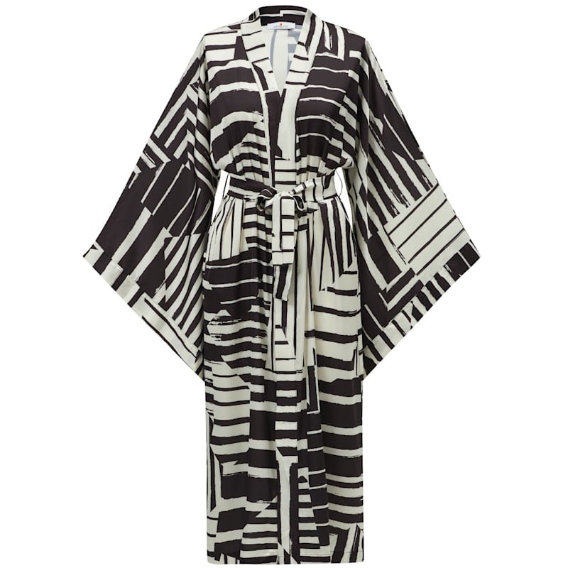 Thumbnail of Hanita Geometric Patterned Satin Kimono - Multicolour image