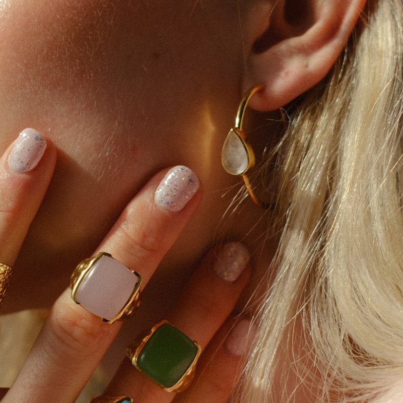 Thumbnail of 'Happy' Rose Quartz Gemstone Gold Ring image